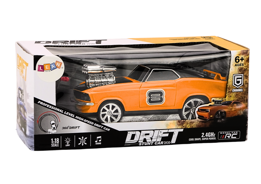 Masinuta cu telecomanda Drift 360 Lumini si Sunete Portocaliu 1:18, 6 ani+ [4]