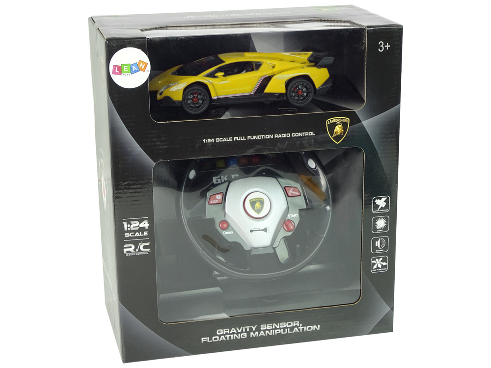 Masinuta cu telecomanda Lamborghini Veneno Galben 2.4G volan sunete lumini 1:24, 3 ani+ [7]