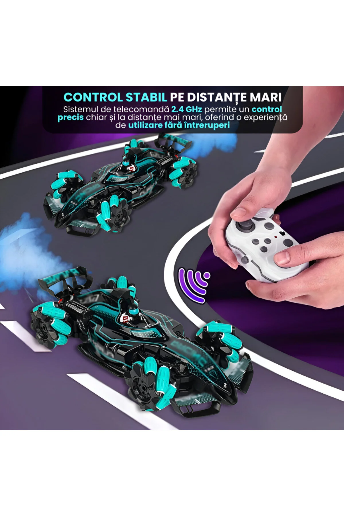 Mașinuță verde cu abur, control ceas & drift – jucărie 6+ Bebelul verde [4]