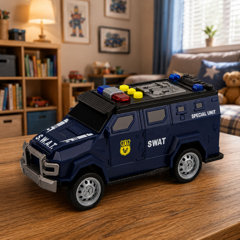 Masinuta de jucarie SWAT Special Unit LEAN Toys, cu lumini si sunete, scara 1:32, albastru inchis, 3 ani+ [4]