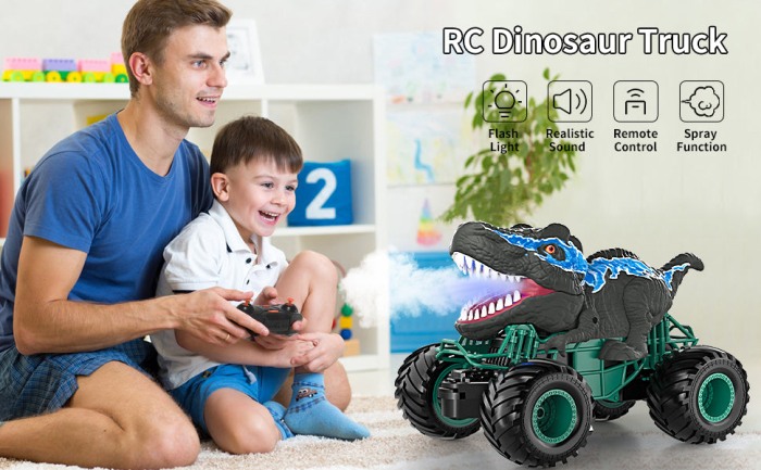 Mașină Dinozaur cu telecomandă și aburi, LED – 6+ ani [7]
