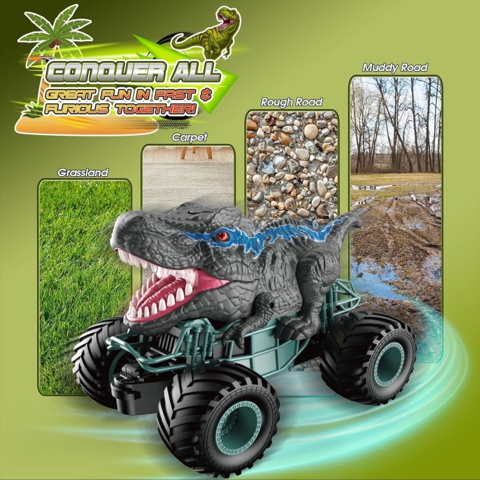 Mașină Dinozaur cu telecomandă și aburi, LED – 6+ ani [3]