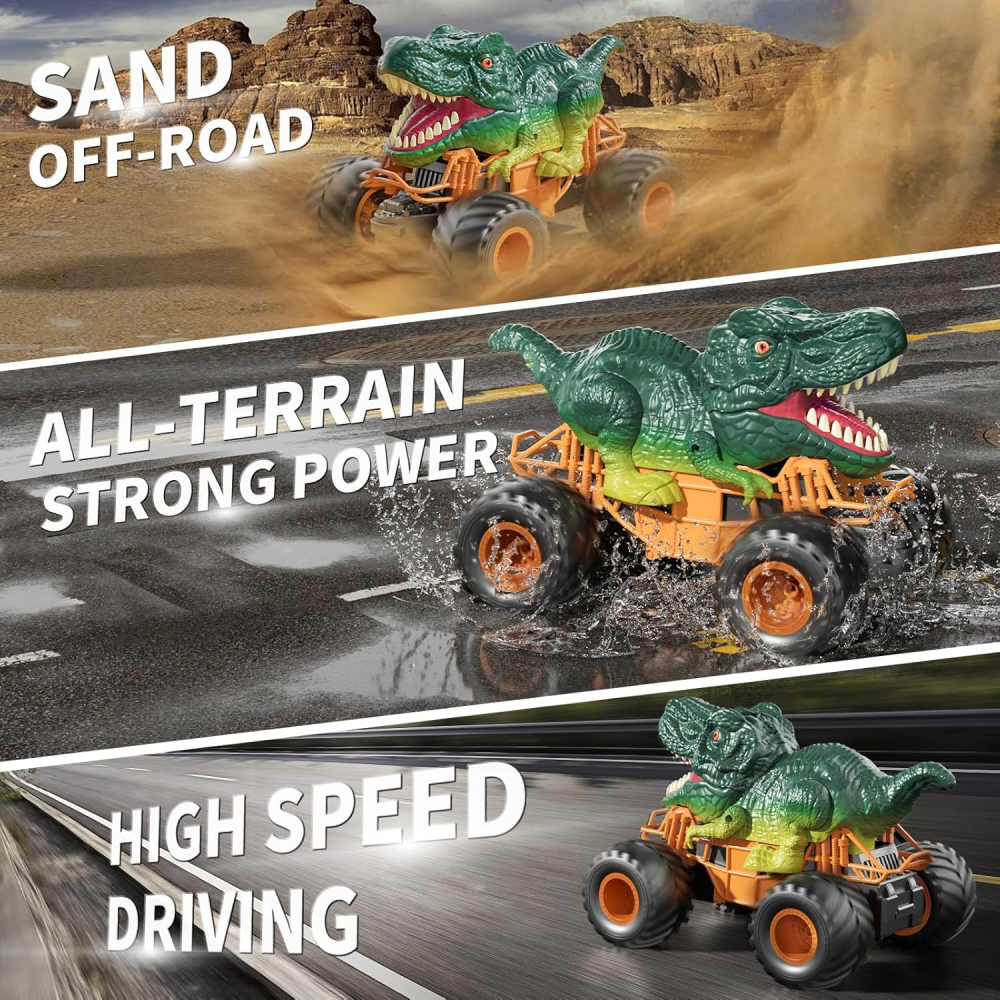 Mașină Dinozaur cu telecomandă și aburi, LED – 6+ ani [11]