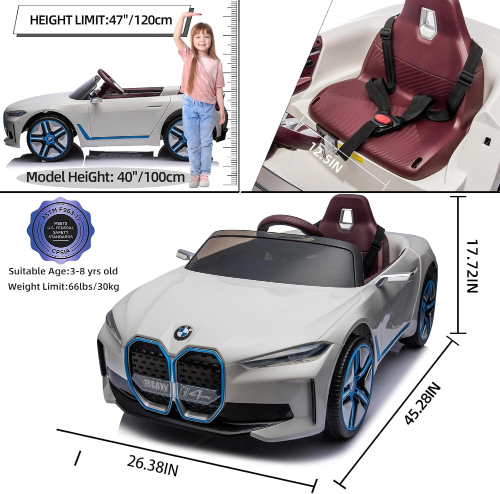 Masinuta electrica BMW I4 cu telecomanda pentru copii [26]