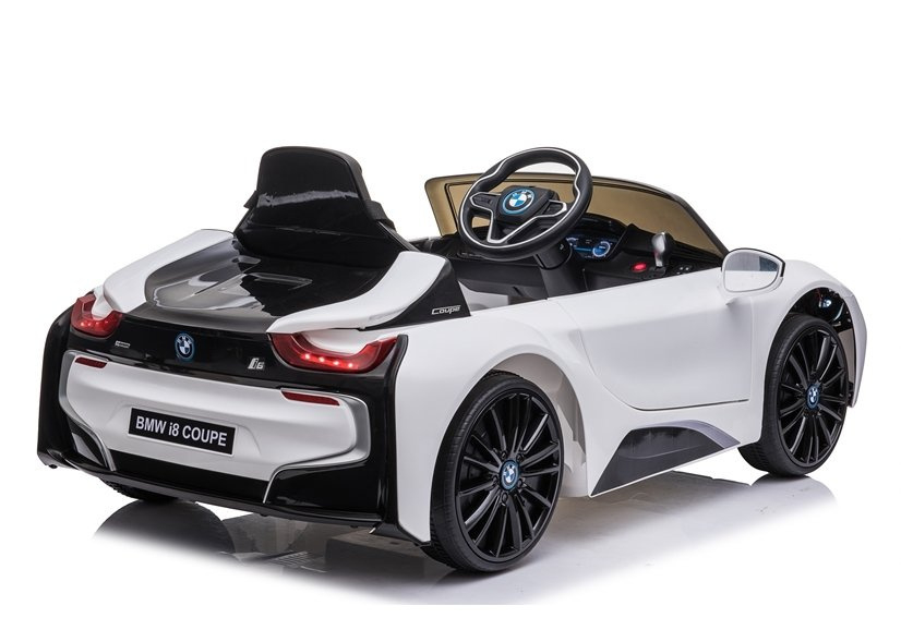 Masinuta electrica copii, cu telecomanda BMW i8 Coupe alb, 12V, lumini LED, muzica si scaun piele [2]