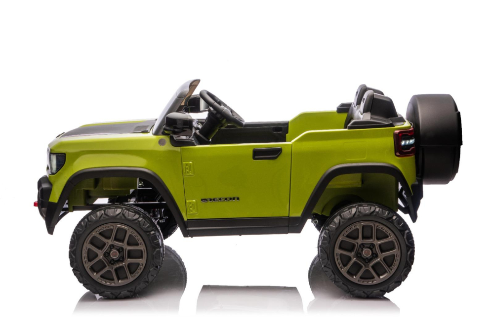 Masinuta electrica Jeep Recon cu licenta, 2 locuri, 12V 10Ah, 2 motoare, roti EVA, telecomanda, LED, USB si Bluetooth, 3 ani+, verde [12]