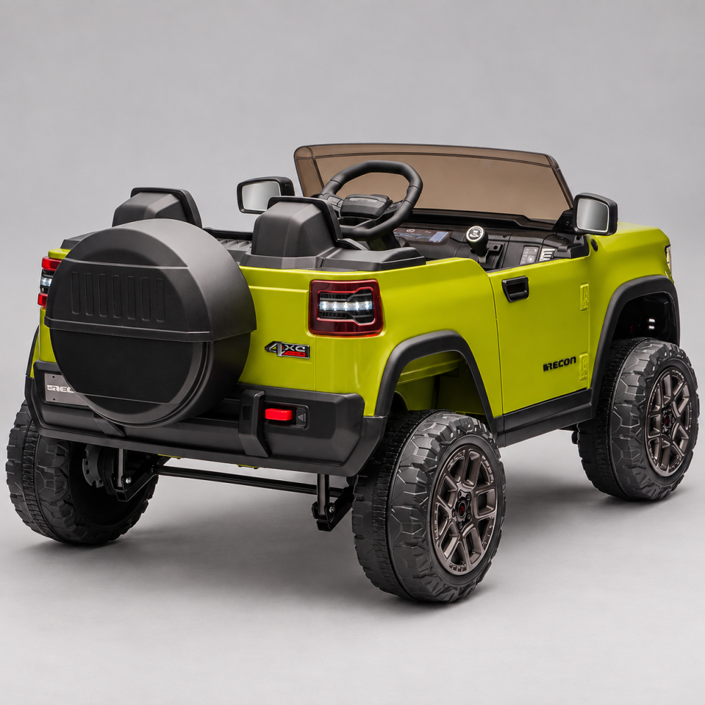 Masinuta electrica Jeep Recon cu licenta, 2 locuri, 12V 10Ah, 2 motoare, roti EVA, telecomanda, LED, USB si Bluetooth, 3 ani+, verde [3]