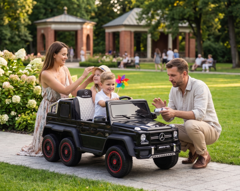Masinuta electrica Mercedes G63 AMG 6x6 6x45W roti EVA telecomanda 2.4G negru, 3 ani+ [2]