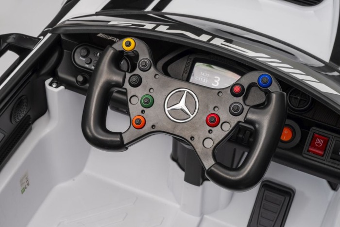 Masinuta electrica Mercedes GT3 pentru copii cu roti EVA, scaun piele ECO si telecomanda [5]