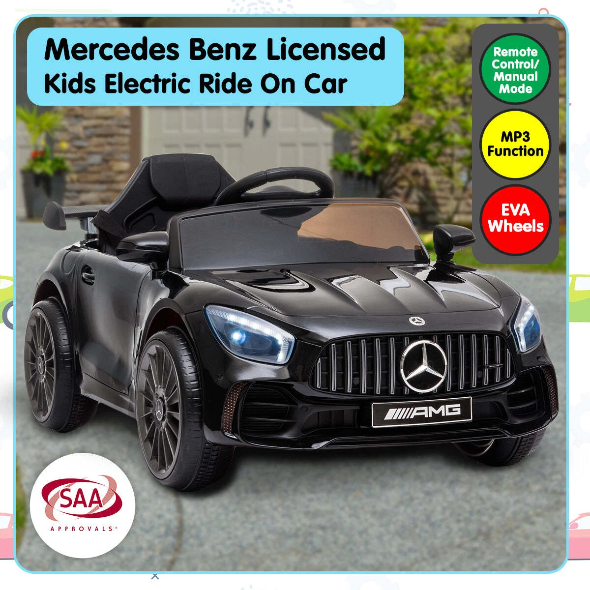Masinuta electrica cu telecomanda Mercedes GTR AMG mica, NEGRU [9]
