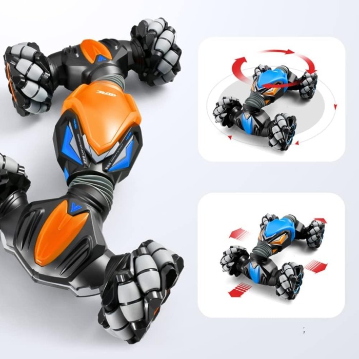 Masinuta RC 4WD Crazy Stunt cu Bratara Control si LuminI LED Portocaliu [4]