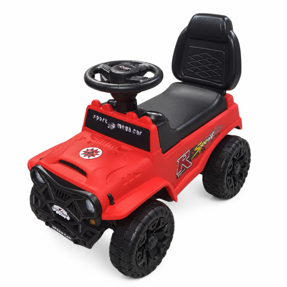 Masinuta ride-on copii, cu maner parental, parasolar, bara de protectie, suporturi pentru picioare si depozitare, rosie, 2 ani+ [2]