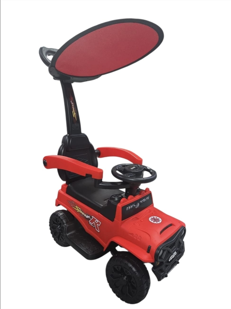 Masinuta ride-on copii, cu maner parental, parasolar, bara de protectie, suporturi pentru picioare si depozitare, rosie, 2 ani+ [8]