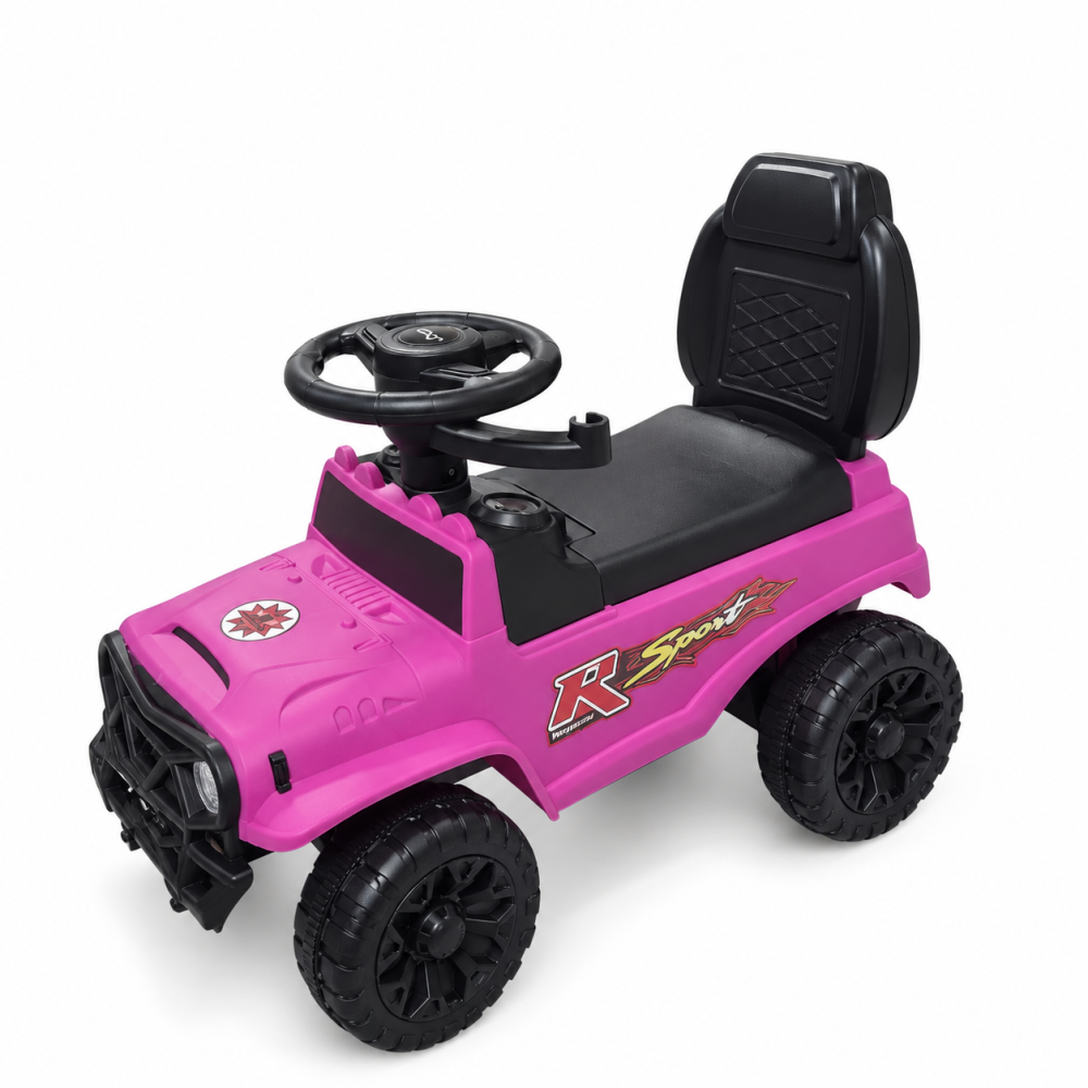 Masinuta ride-on copii, cu maner parental, parasolar, bara de protectie, suporturi pentru picioare si depozitare, roz, 2 ani+ [3]