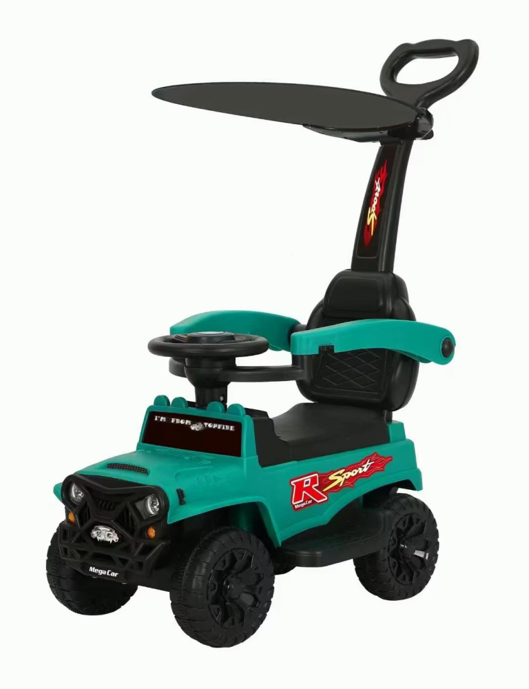 Masinuta ride-on copii verde cu maner parental si acoperis, spatiu depozitare [4]