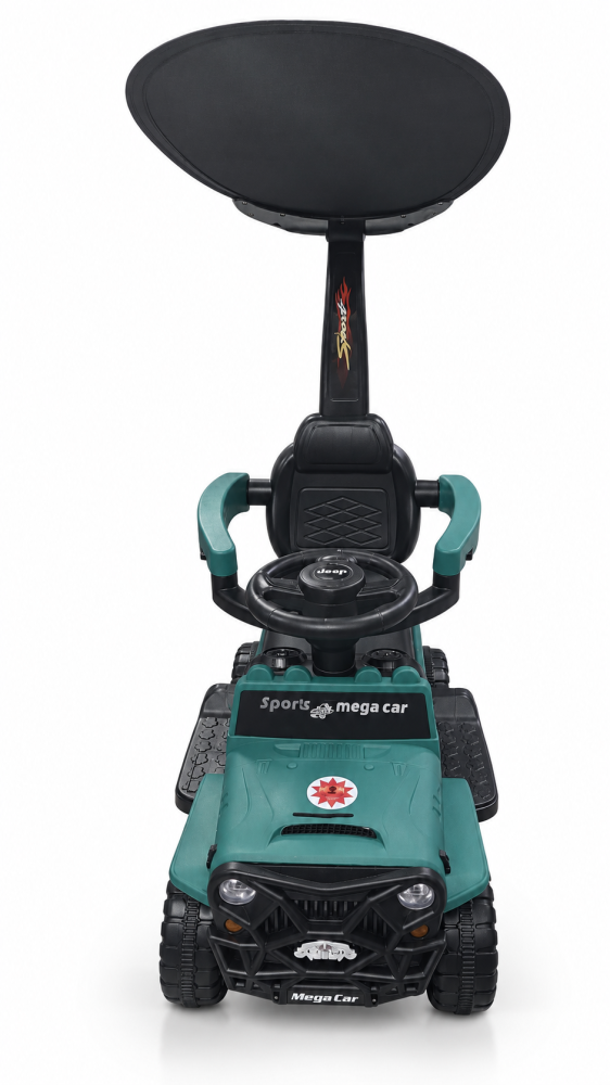 Masinuta ride-on copii, 3 in 1, cu maner parental, parasolar, bara de protectie, suporturi pentru picioare si depozitare, verde, 2 ani+ [12]