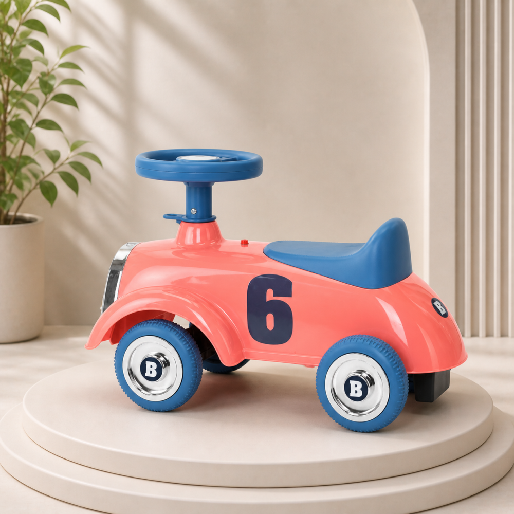 Masinuta ride-on retro copii model clasic rosie cu volan si roti EVA [2]