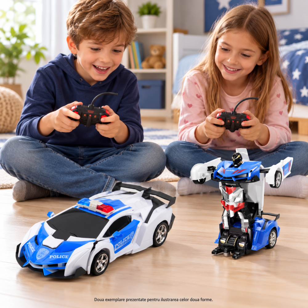 Masinuta si Robot Transformer 2 in 1 cu Telecomanda de Politie, cu Lumini si Sunete, 3 ani+ [2]