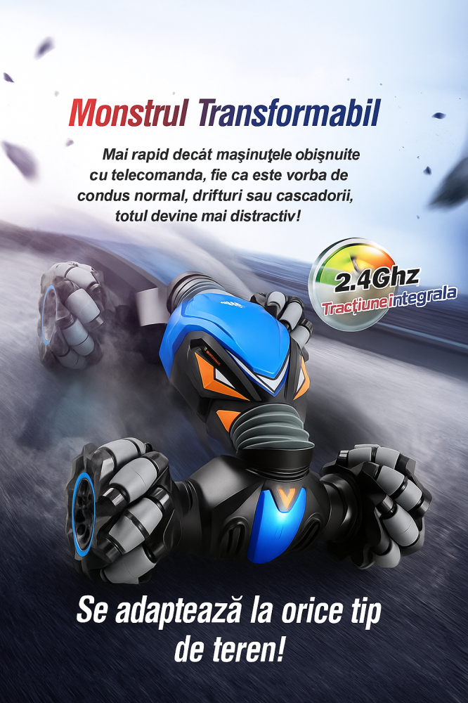 Masinuta RC 4WD Crazy Stunt cu Bratara Control si LuminI LED [7]