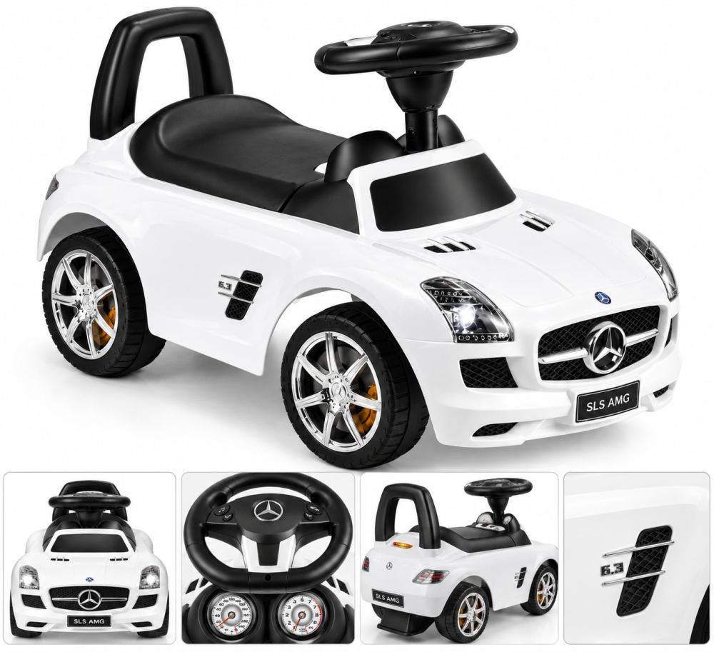 Mercedes-Benz SLS AMG Ride-On Alb, cu Licenta Oficiala, Volan cu Sunete si Depozitare, 2-6 Ani [3]