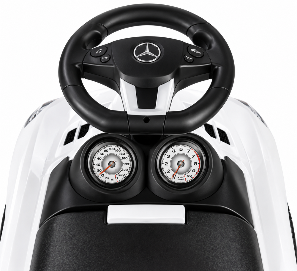 Mercedes-Benz SLS AMG Ride-On Alb, cu Licenta Oficiala, Volan cu Sunete si Depozitare, 2-6 Ani [6]