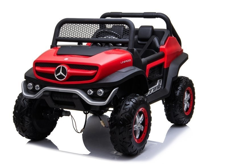Mașinuță Electrică Mercedes Unimog 4x4, Roșu, 12V e-Leather, Roți EVA [3]