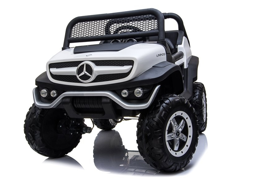 Mașinuță Electrică Mercedes Unimog 4x4, Alb, 12V 14Ah, Piele Ecologică [6]