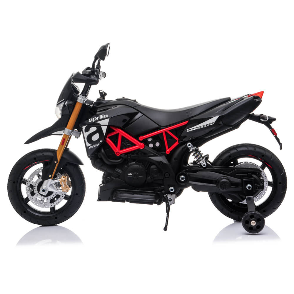 Motocicletă electrică Aprilia Dorsoduro A007 12V cu roți EVA, suspensii și MP3 – pentru copii 2–6 ani [2]