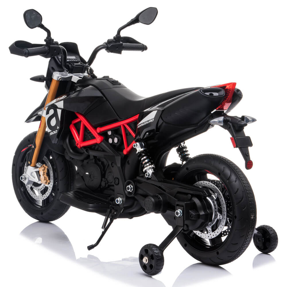 Motocicletă electrică Aprilia Dorsoduro A007 12V cu roți EVA, suspensii și MP3 – pentru copii 2–6 ani [3]