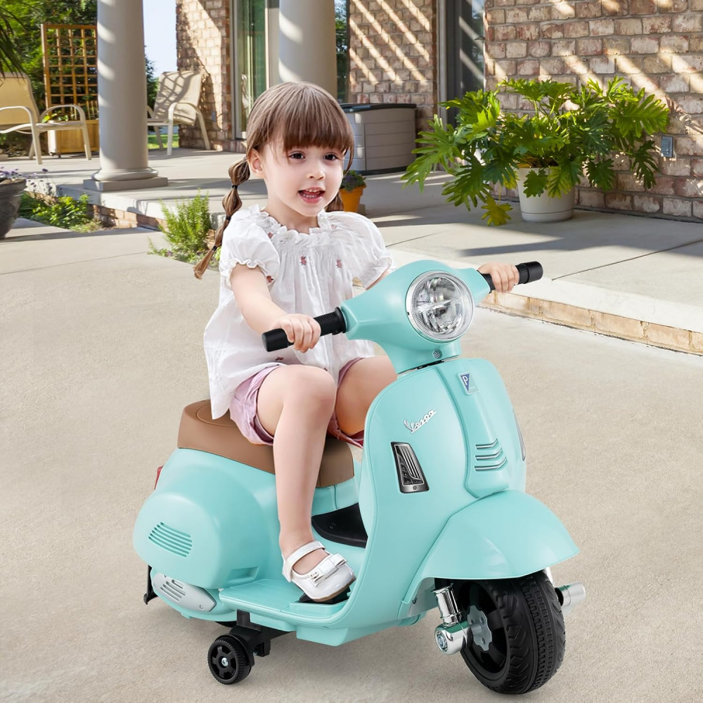 Motocicleta electrica pentru copii, Mini Vespa GTS300, baterie 4mAh, TURCOAZ [5]