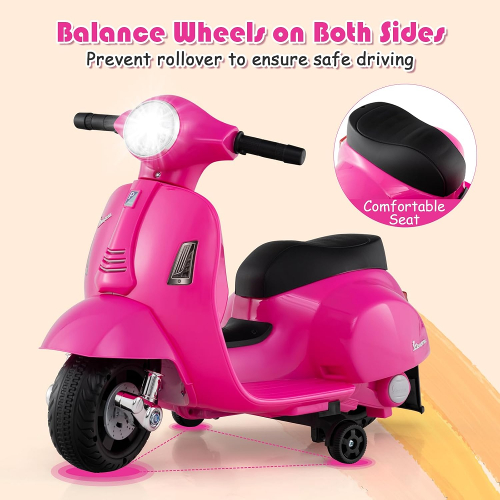 Motocicleta electrica pentru copii, Mini Vespa GTS300, baterie 4mAh, ROZ [7]