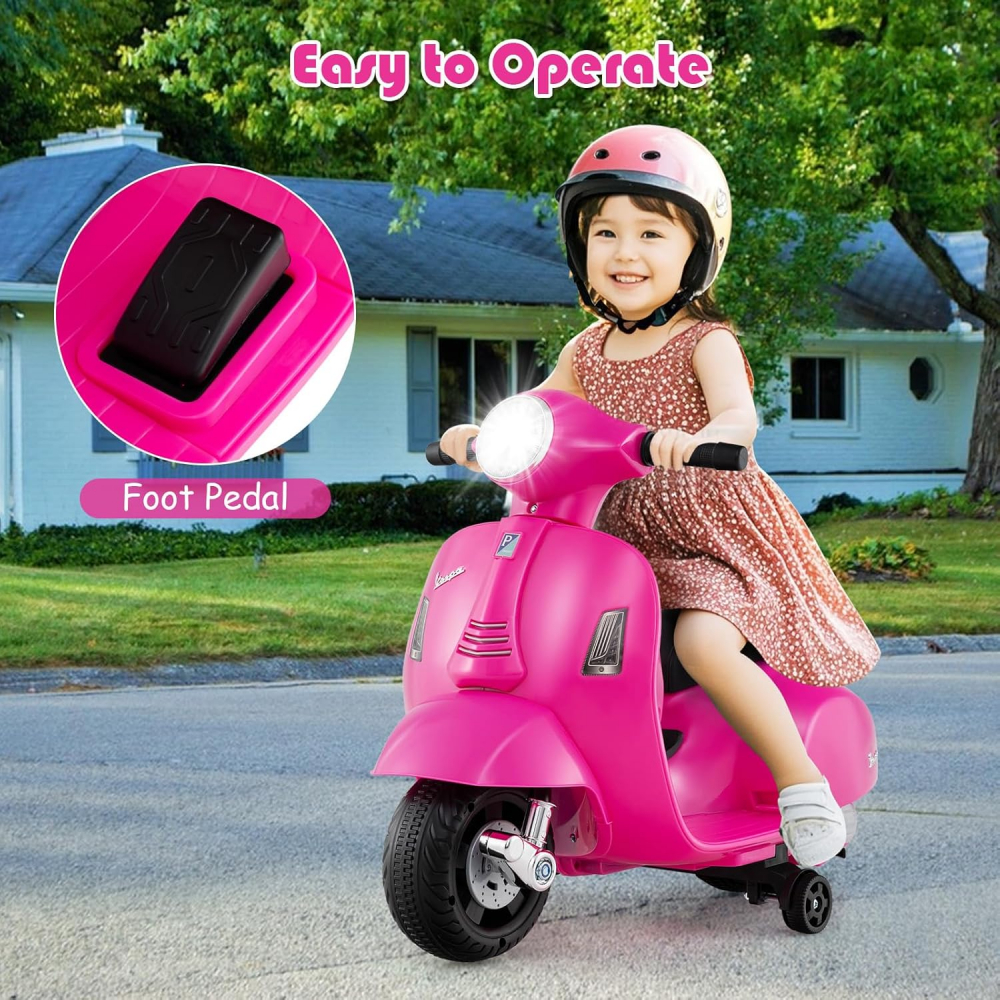 Motocicleta electrica pentru copii, Mini Vespa GTS300, baterie 4mAh, ROZ [2]