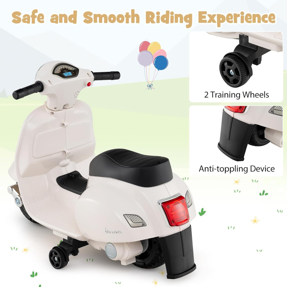 Motocicleta electrica pentru copii, Mini Vespa GTS300, baterie 4mAh, ALB [9]