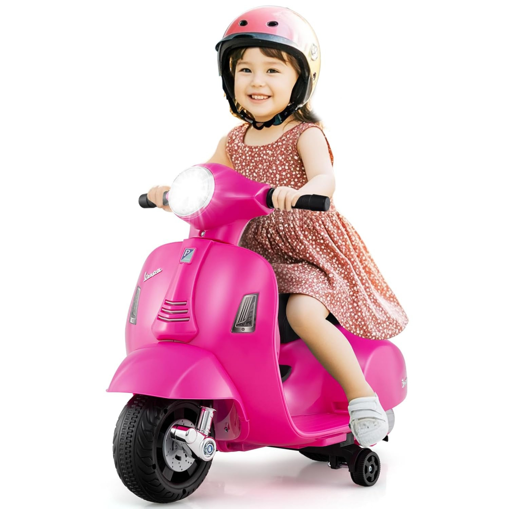 Motocicleta electrica pentru copii, Mini Vespa GTS300, baterie 4mAh, ROZ [4]