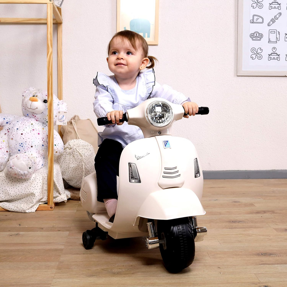 Motocicleta electrica pentru copii, Mini Vespa GTS300, baterie 4mAh, ALB [2]