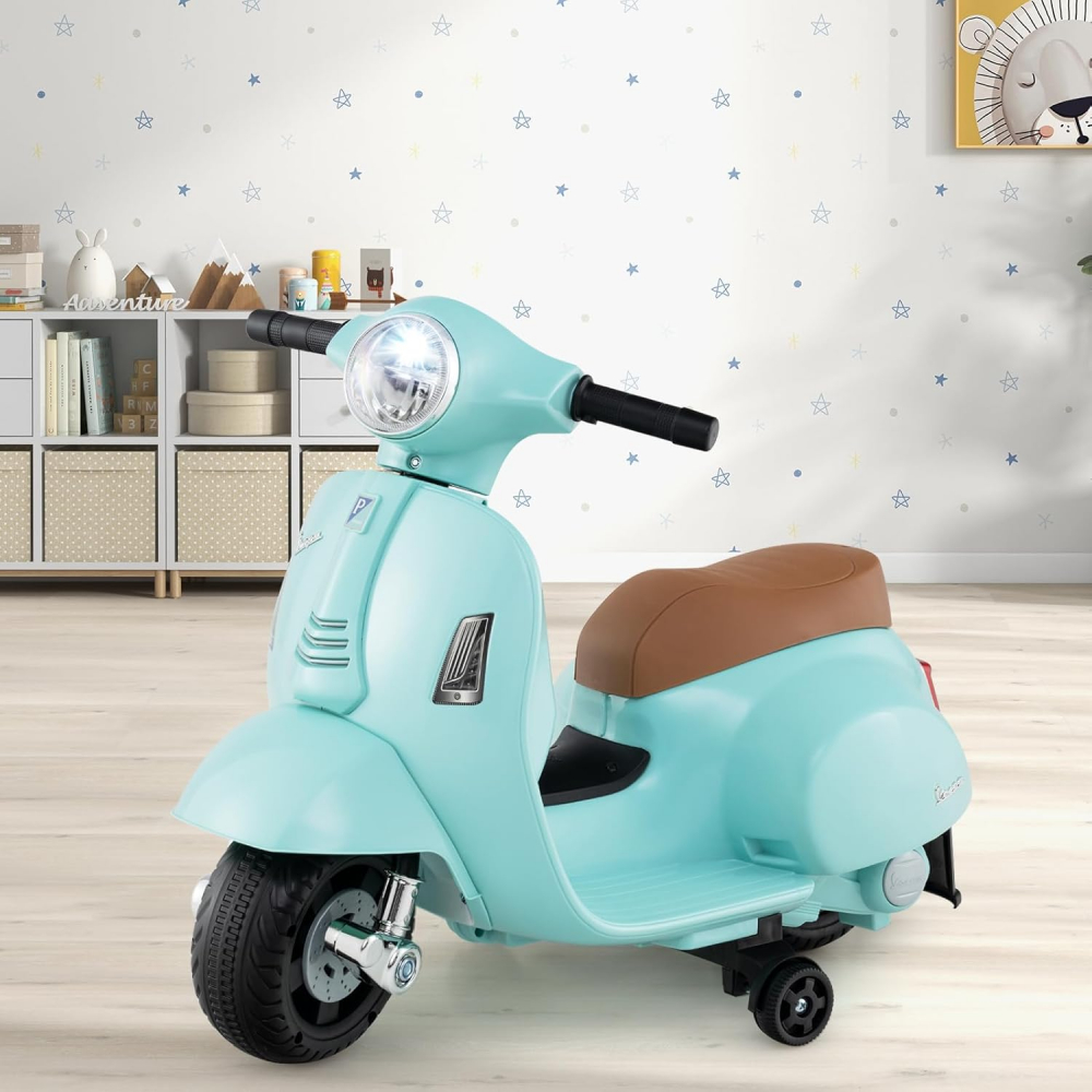 Motocicleta electrica pentru copii, Mini Vespa GTS300, baterie 4mAh, TURCOAZ [2]