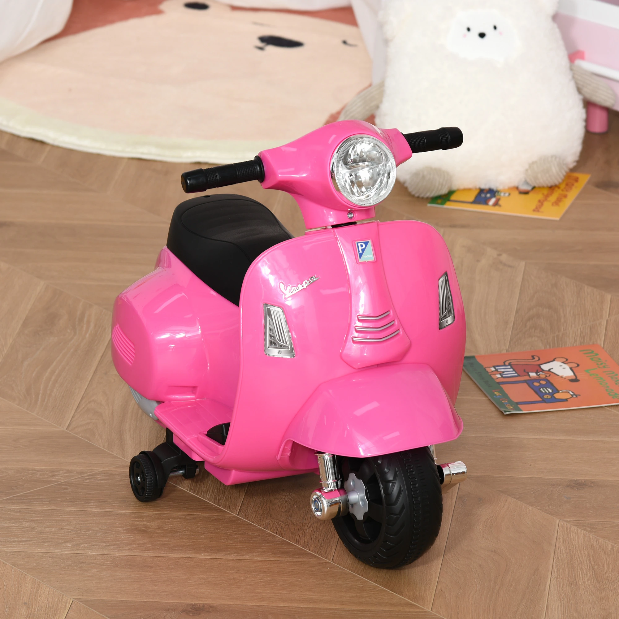 Motocicleta electrica pentru copii, Mini Vespa GTS300, baterie 4mAh, ROZ [6]