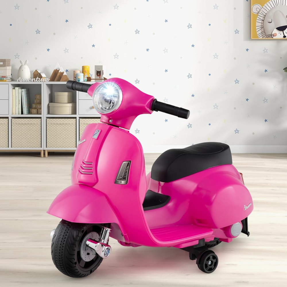 Motocicleta electrica pentru copii, Mini Vespa GTS300, baterie 4mAh, ROZ [5]