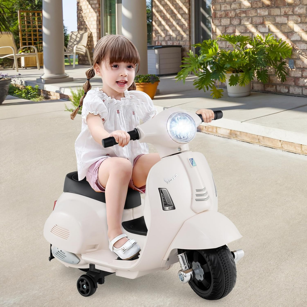 Motocicleta electrica pentru copii, Mini Vespa GTS300, baterie 4mAh, ALB [12]