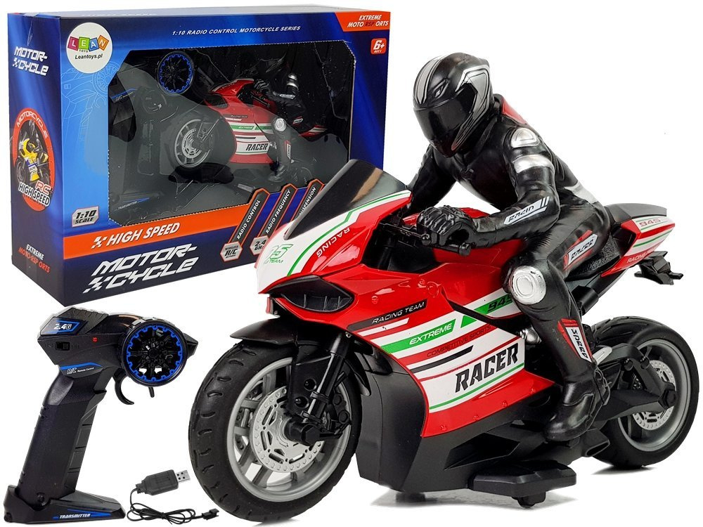 Motocicleta Sport cu Telecomanda 2.4G Racer Raza 35 m Rosie 1:10 [2]