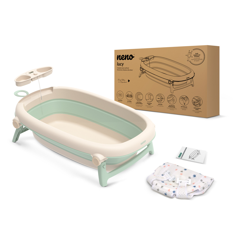 Cadita pliabila bebelusi cu termometru si suport – Neno Lucy [2]