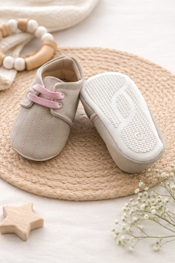 Pantofiori brodati fetite bej roz BEBLUX [2]