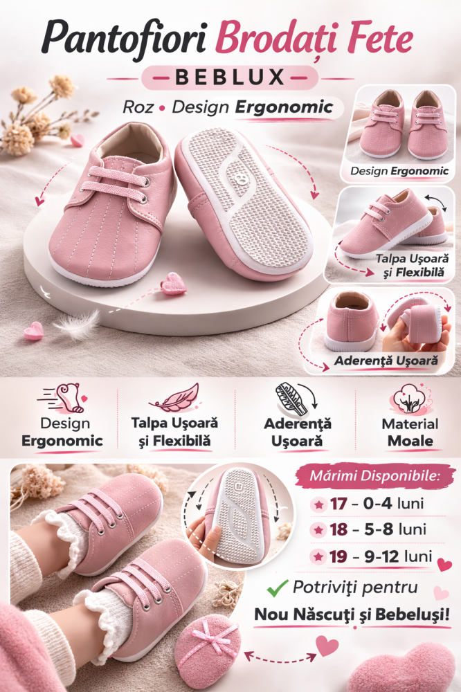 Pantofiori brodati fetite roz BEBLUX [3]