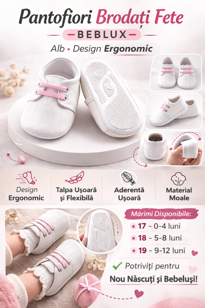 Pantofiori brodati fetite albi BEBLUX [3]