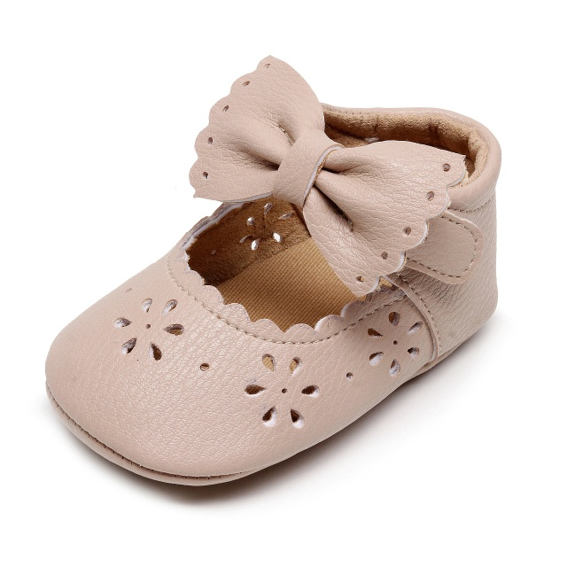 Pantofiori eleganti pentru bebelusi cu fundita si perforatii florale [3]