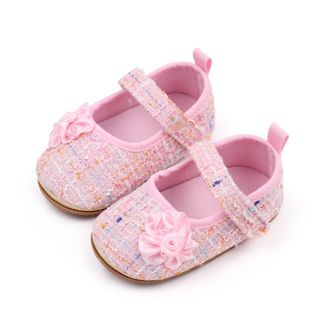 Pantofiori roz pentru bebelusi cu floricica - Elegant [5]