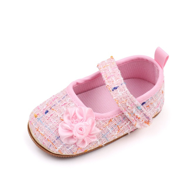 Pantofiori roz pentru bebelusi cu floricica - Elegant [6]