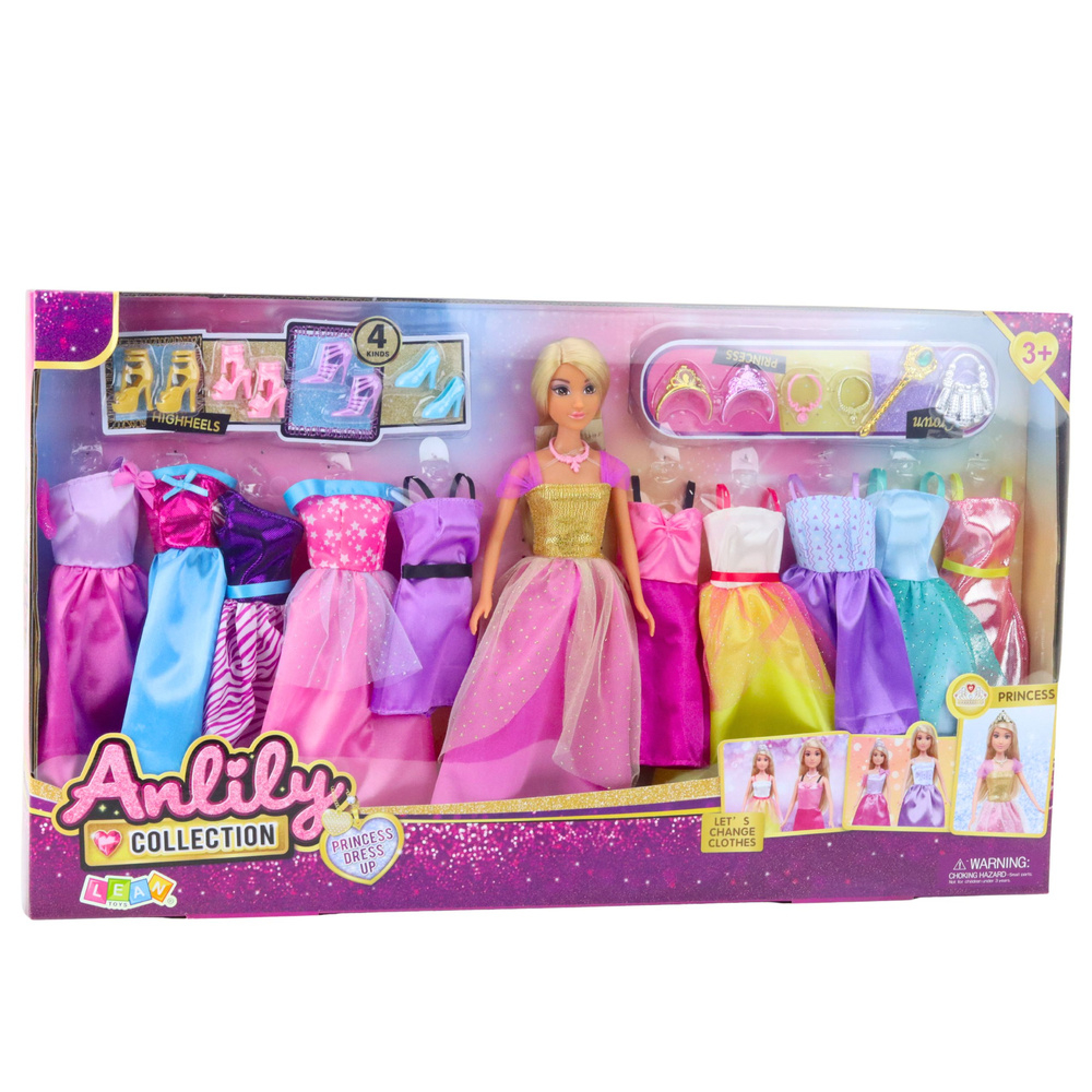 Papusa Anlily cu 10 rochii si accesorii de printesa - Jucarie fashion pentru fetite 24 buc. [4]