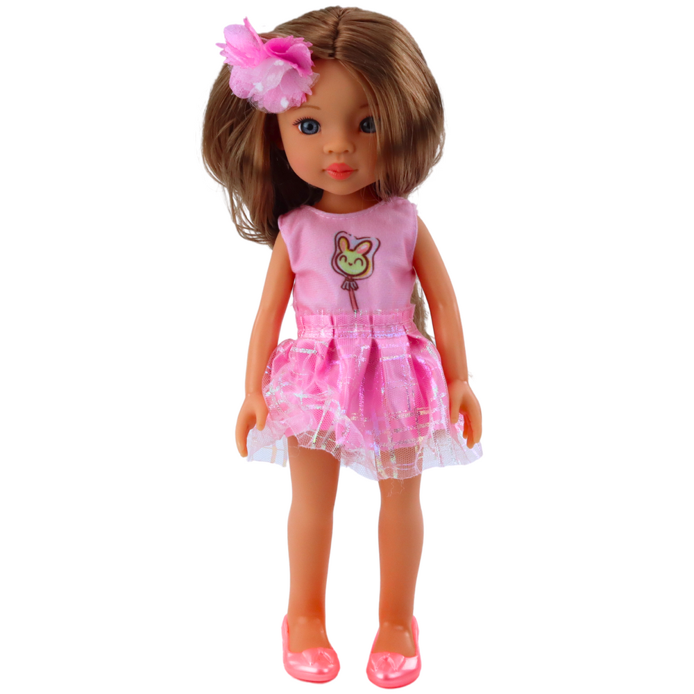 papusa-rochie-roz-par-lung-pieptan-38cm-Bebelul [2]