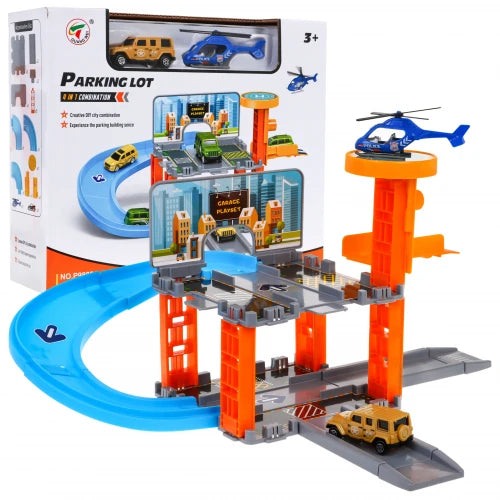 Parcare de jucarie pe 3 nivele din plastic, cu elicopter si masina [1]